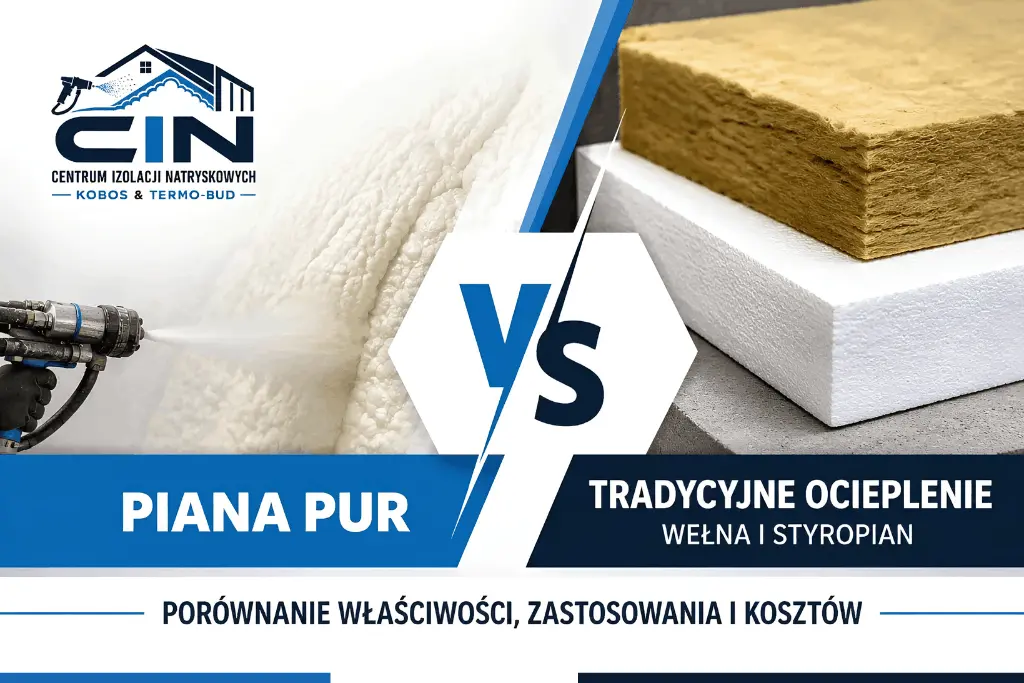 Piana PUR czy tradycyjne ocieplenie – porównanie izolacji natryskowej z wełną mineralną i styropianem
